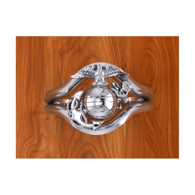 BEAUTIFUL CONTINUUM STERLING SILVER USMC RING LADIES DESIGN 7